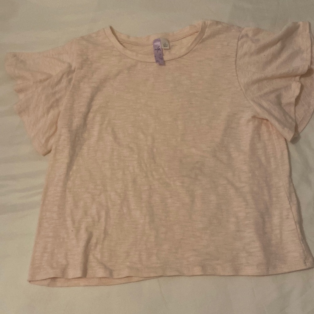 Pink blouse/ shirt- comfy and little ruffle on sleeve